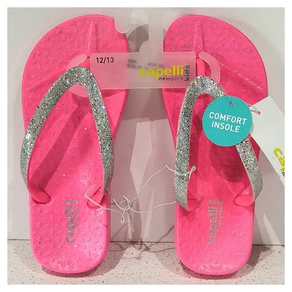 NWT Capelli Kids Shimmer Flip Flops - Size 12 / 13 - Picture 1 of 3